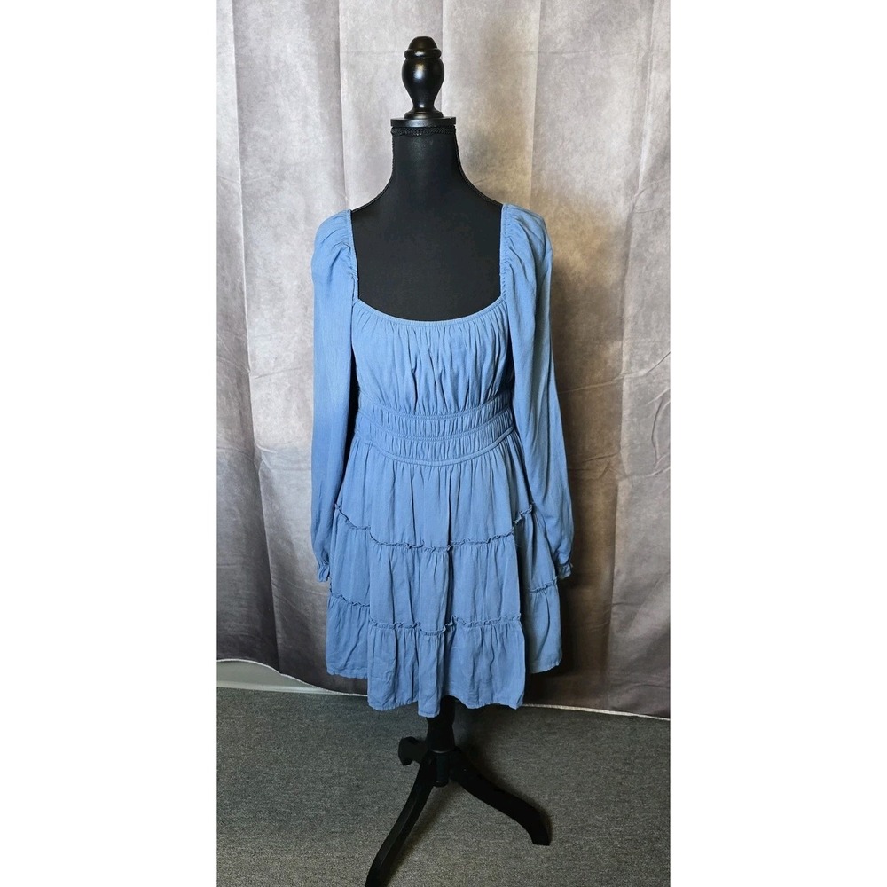 Trixxi Women's Juniors' Puff-Sleeve Tiered Fit & Flare Dress, US L  Milk Maid Y2